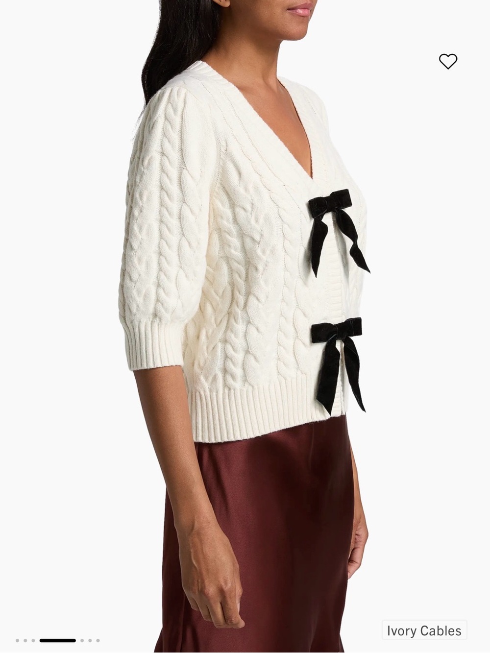 Rails Clarissa Top in Cream Cable-Knit with Black Velvet Bows - Picture 8 of 9